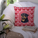 Rottweiler Hearts Love and Valentine's Day Portrait Throw Pillow - 14x14 Decorative Pillow – Art for Your Home & Patio SS4524PW1414