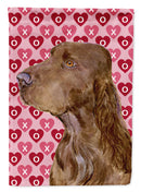 Field Spaniel Hearts Love and Valentine's Day Portrait Garden Flag – Decorative Outdoor Yard Flag