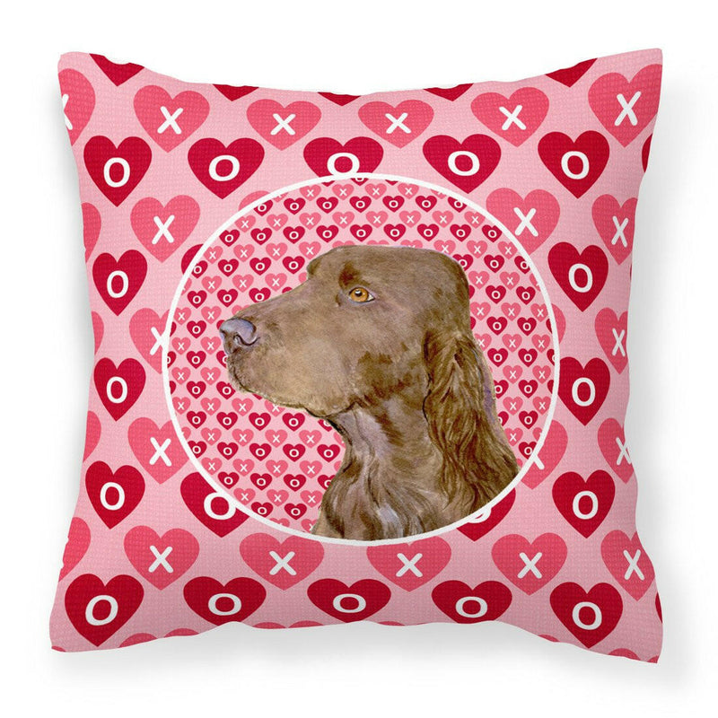 Field Spaniel Hearts Love and Valentine's Day Portrait Fabric Decorative Pillow SS4525PW1414