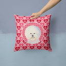Bichon Frise Hearts Love and Valentine's Day Portrait Throw Pillow - 14x14 Decorative Pillow – Art for Your Home & Patio SS4526PW1414