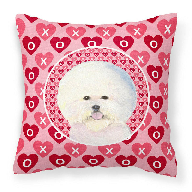 Bichon Frise Hearts Love and Valentine's Day Portrait Fabric Decorative Pillow SS4526PW1414