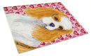 Cavalier Spaniel Hearts Love and Valentine's Day Portrait Cutting Board Tempered Glass Kitchen Cutting Surface, Heat Resistant Chopping, Non-Slip Feet, Food Prep & Serving
