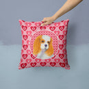 Cavalier Spaniel Hearts Love and Valentine's Day Portrait Throw Pillow - 14x14 Decorative Pillow – Art for Your Home & Patio SS4527PW1414