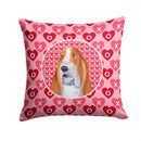 Basset Hound Hearts Love and Valentine's Day Portrait Throw Pillow - 14x14 Decorative Pillow – Art for Your Home & Patio SS4528PW1414