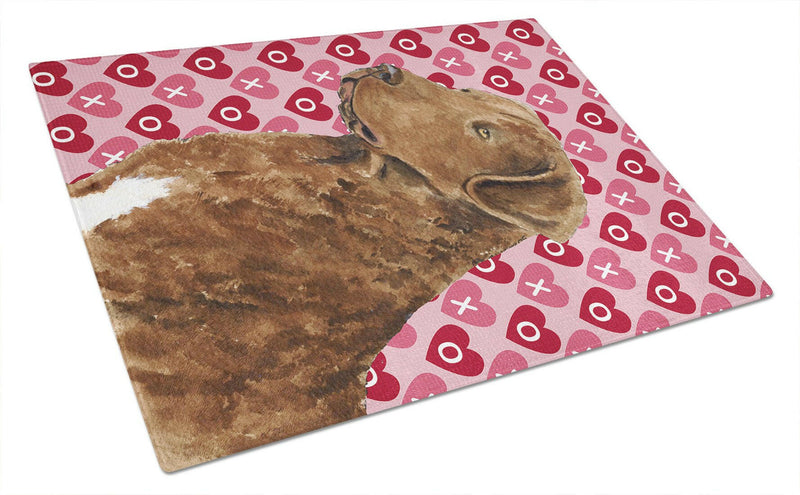 Chesapeake Bay Retriever Hearts Love Valentine's Day Glass Cutting Board Large