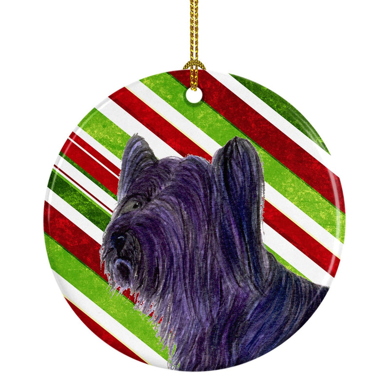 Skye Terrier Candy Cane Holiday Christmas Ceramic Ornament SS4532