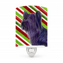 Skye Terrier Candy Cane Holiday Christmas Ceramic Night Light Compact, UL-Certified, Ideal for Bedroom, Bathroom, Nursery, Hallway, Kitchen, 6x4x3, Multicolor