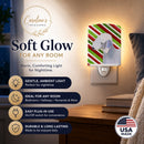 Bedlington Terrier Candy Cane Holiday Christmas Ceramic Night Light Compact, UL-Certified, Ideal for Bedroom, Bathroom, Nursery, Hallway, Kitchen, 6x4x3, Multicolor
