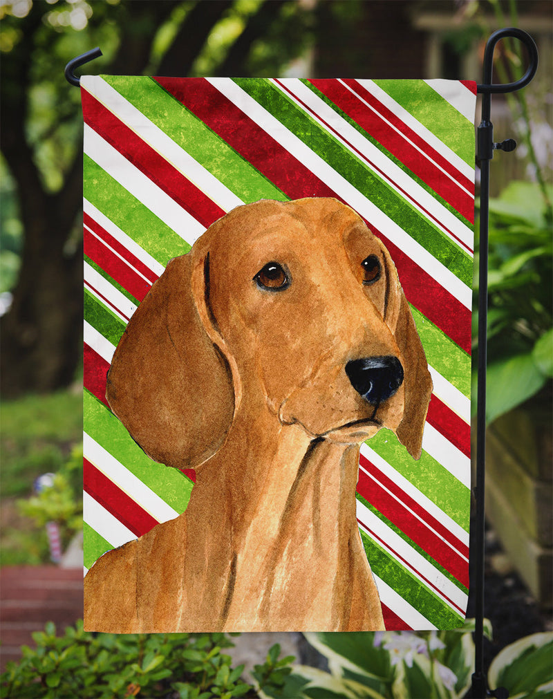 Dachshund Candy Cane Holiday Christmas Flag Garden Size