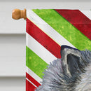 Keeshond Candy Cane Holiday Christmas House Flag 28x40 Porch Sleeve Pole Decorative Outside Yard Banner Artwork Wall Hanging, Polyester