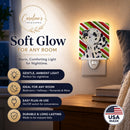 Dalmatian Candy Cane Holiday Christmas Ceramic Night Light Compact, UL-Certified, Ideal for Bedroom, Bathroom, Nursery, Hallway, Kitchen, 6x4x3, Multicolor