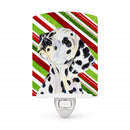 Dalmatian Candy Cane Holiday Christmas Ceramic Night Light Compact, UL-Certified, Ideal for Bedroom, Bathroom, Nursery, Hallway, Kitchen, 6x4x3, Multicolor