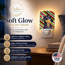 Doberman Candy Cane Holiday Christmas Ceramic Night Light Compact, UL-Certified, Ideal for Bedroom, Bathroom, Nursery, Hallway, Kitchen, 6x4x3, Multicolor