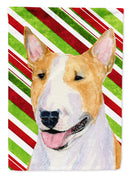 Bull Terrier Candy Cane Holiday Christmas House Flag 28x40 Porch Sleeve Pole Decorative Outside Yard Banner Artwork Wall Hanging, Polyester