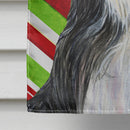 Bearded Collie Candy Cane Holiday Christmas House Flag 28x40 Porch Sleeve Pole Decorative Outside Yard Banner Artwork Wall Hanging, Polyester
