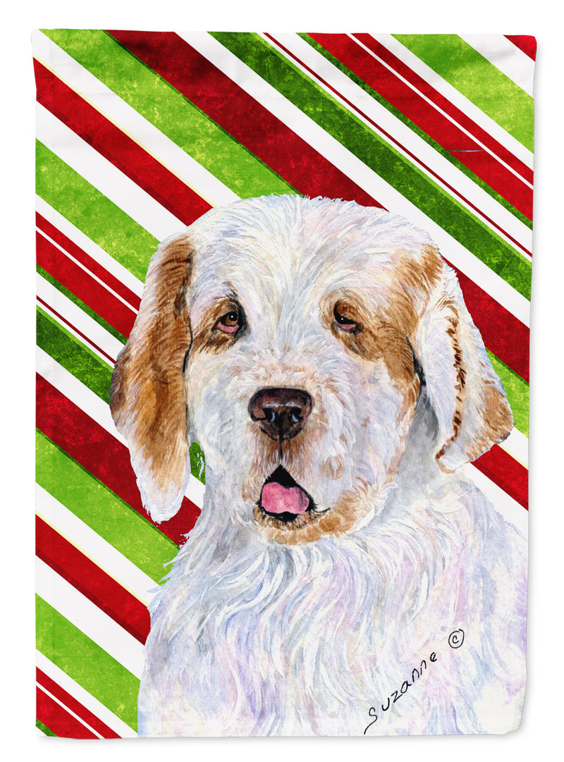 Clumber Spaniel Candy Cane Holiday Christmas Flag Garden Size