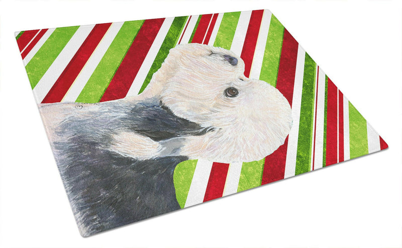 Dandie Dinmont Terrier Candy Cane Holiday Christmas Glass Cutting Board Large