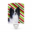 Papillon Candy Cane Holiday Christmas Ceramic Night Light Compact, UL-Certified, Ideal for Bedroom, Bathroom, Nursery, Hallway, Kitchen, 6x4x3, Multicolor
