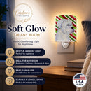 Boxer Candy Cane Holiday Christmas Ceramic Night Light Compact, UL-Certified, Ideal for Bedroom, Bathroom, Nursery, Hallway, Kitchen, 6x4x3, Multicolor
