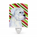 Boxer Candy Cane Holiday Christmas Ceramic Night Light Compact, UL-Certified, Ideal for Bedroom, Bathroom, Nursery, Hallway, Kitchen, 6x4x3, Multicolor