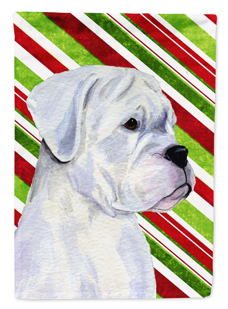 Boxer Candy Cane Holiday Christmas Flag Garden Size