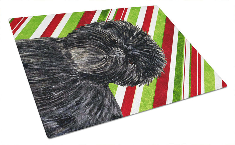 Affenpinscher Candy Cane Holiday Christmas Glass Cutting Board Large