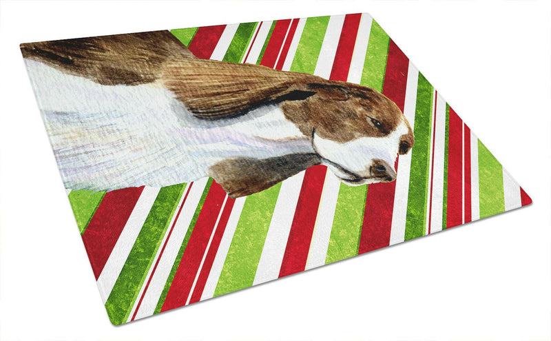 Springer Spaniel Candy Cane Holiday Christmas Glass Cutting Board Large