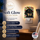 Gordon Setter Candy Cane Holiday Christmas Ceramic Night Light Compact, UL-Certified, Ideal for Bedroom, Bathroom, Nursery, Hallway, Kitchen, 6x4x3, Multicolor