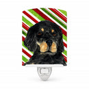 Gordon Setter Candy Cane Holiday Christmas Ceramic Night Light Compact, UL-Certified, Ideal for Bedroom, Bathroom, Nursery, Hallway, Kitchen, 6x4x3, Multicolor