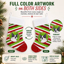Boston Terrier Candy Cane Holiday Christmas Holiday Stocking Double-Sided Print, Polyester Suede,11x18, Made in USA