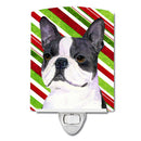 Boston Terrier Candy Cane Holiday Christmas Ceramic Night Light SS4585CNL