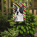 Boston Terrier Candy Cane Holiday Christmas Garden Flag – Decorative Outdoor Yard Flag