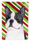 Boston Terrier Candy Cane Holiday Christmas Garden Flag – Decorative Outdoor Yard Flag