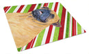 Mastiff Candy Cane Holiday Christmas Cutting Board Tempered Glass Kitchen Cutting Surface, Heat Resistant Chopping, Non-Slip Feet, Food Prep & Serving