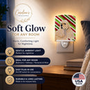 Cocker Spaniel Candy Cane Holiday Christmas Ceramic Night Light Compact, UL-Certified, Ideal for Bedroom, Bathroom, Nursery, Hallway, Kitchen, 6x4x3, Multicolor
