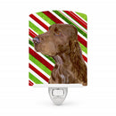 Field Spaniel Candy Cane Holiday Christmas Ceramic Night Light Compact, UL-Certified, Ideal for Bedroom, Bathroom, Nursery, Hallway, Kitchen, 6x4x3, Multicolor