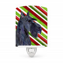 Scottish Terrier Candy Cane Holiday Christmas Ceramic Night Light Compact, UL-Certified, Ideal for Bedroom, Bathroom, Nursery, Hallway, Kitchen, 6x4x3, Multicolor