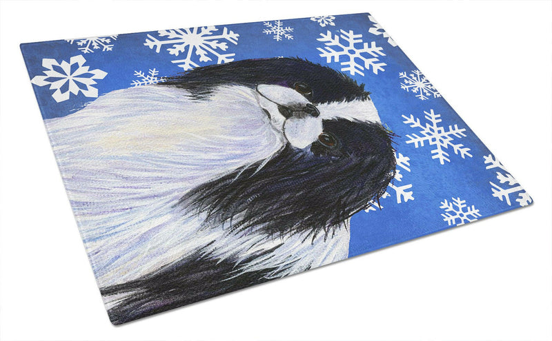 Japanese Chin Winter Snowflakes Holiday Glass Cutting Board Large