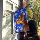 Doberman Winter Snowflakes Holiday House Flag 28x40 Porch Sleeve Pole Decorative Outside Yard Banner Artwork Wall Hanging, Polyester