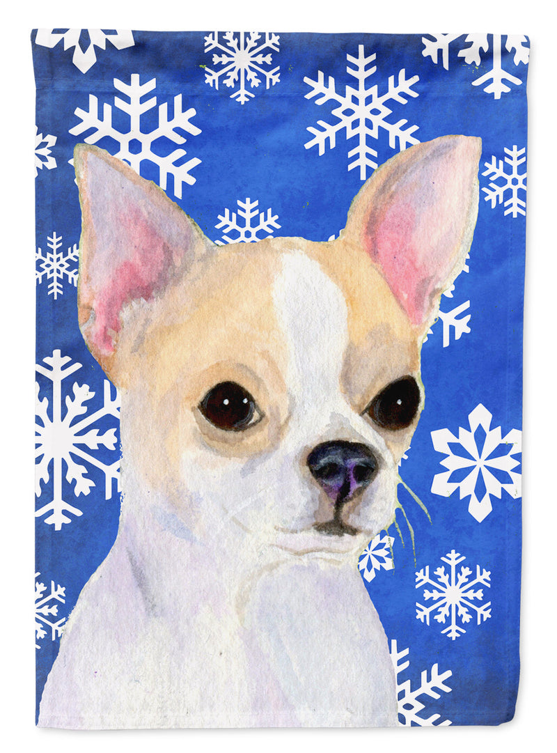 Chihuahua Winter Snowflakes Holiday Flag Garden Size