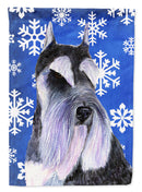 Schnauzer Winter Snowflakes Holiday House Flag 28x40 Porch Sleeve Pole Decorative Outside Yard Banner Artwork Wall Hanging, Polyester