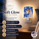 Fox Terrier Winter Snowflakes Holiday Ceramic Night Light Compact, UL-Certified, Ideal for Bedroom, Bathroom, Nursery, Hallway, Kitchen, 6x4x3, Multicolor
