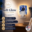 Rat Terrier Winter Snowflakes Holiday Ceramic Night Light Compact, UL-Certified, Ideal for Bedroom, Bathroom, Nursery, Hallway, Kitchen, 6x4x3, Multicolor