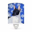 Rat Terrier Winter Snowflakes Holiday Ceramic Night Light Compact, UL-Certified, Ideal for Bedroom, Bathroom, Nursery, Hallway, Kitchen, 6x4x3, Multicolor