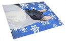 Rat Terrier Winter Snowflakes Holiday Cutting Board Tempered Glass Kitchen Cutting Surface, Heat Resistant Chopping, Non-Slip Feet, Food Prep & Serving