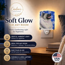 Keeshond Winter Snowflakes Holiday Ceramic Night Light Compact, UL-Certified, Ideal for Bedroom, Bathroom, Nursery, Hallway, Kitchen, 6x4x3, Multicolor