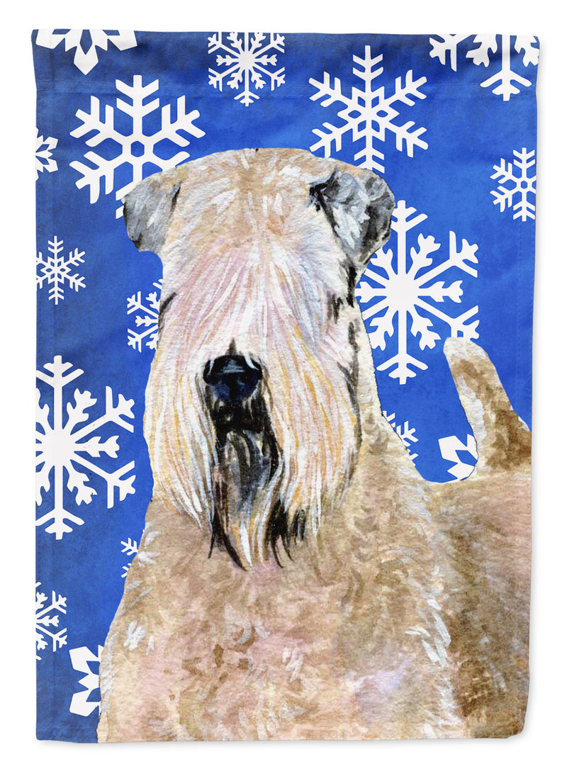 Wheaten Terrier Soft Coated Winter Snowflakes Flag Canvas House Size