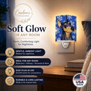 Doberman Winter Snowflakes Holiday Ceramic Night Light Compact, UL-Certified, Ideal for Bedroom, Bathroom, Nursery, Hallway, Kitchen, 6x4x3, Multicolor
