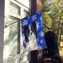 Papillon Winter Snowflakes Holiday House Flag 28x40 Porch Sleeve Pole Decorative Outside Yard Banner Artwork Wall Hanging, Polyester