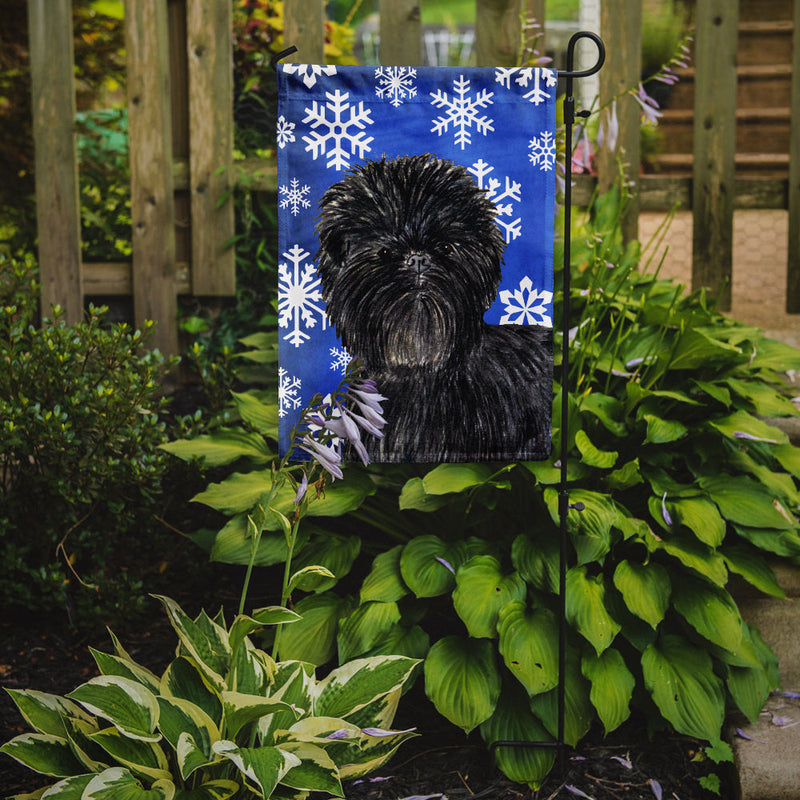 Affenpinscher Winter Snowflakes Holiday Flag Garden Size